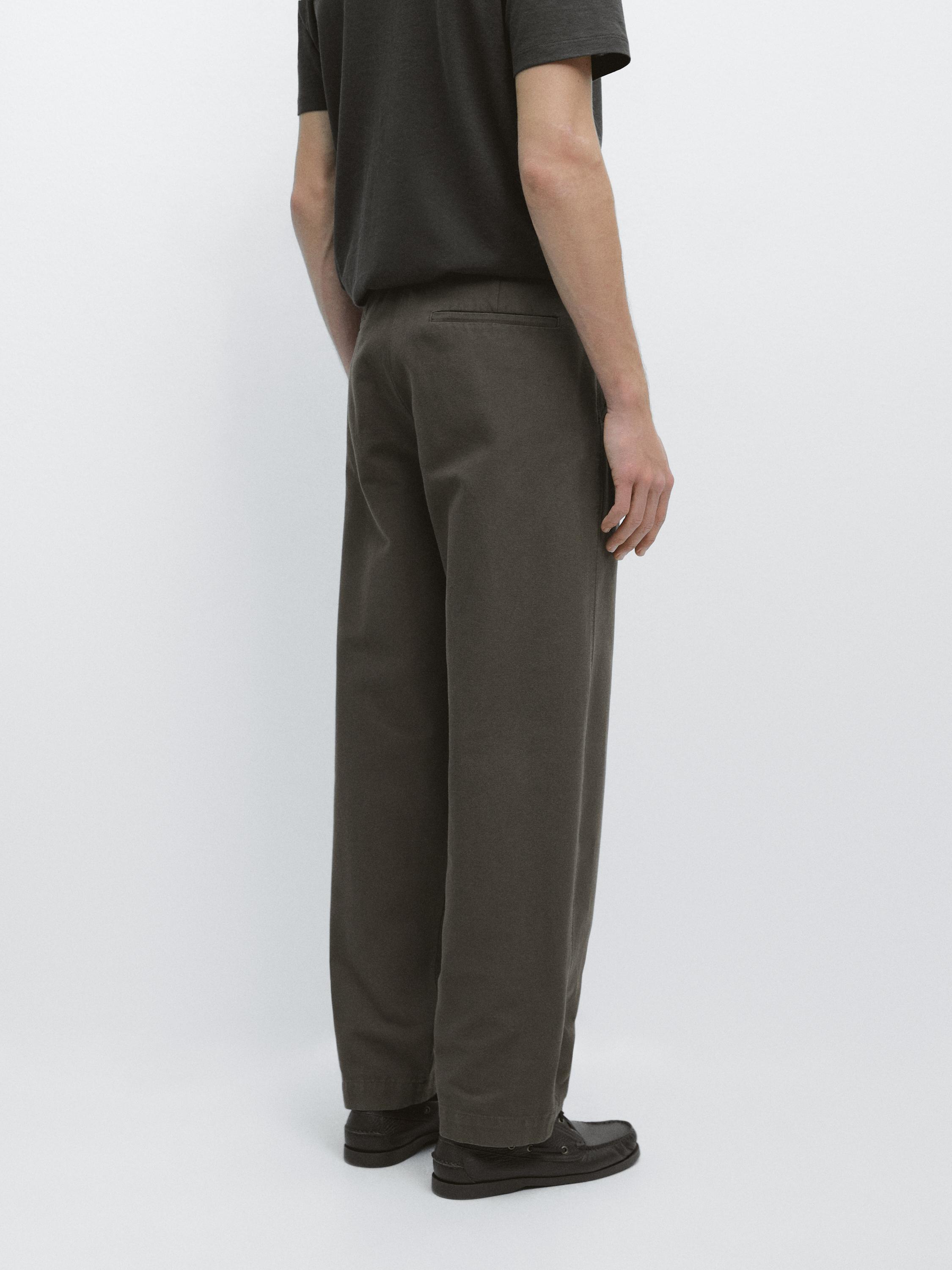 Tapered fit cotton pants